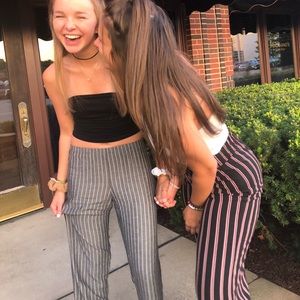 navy and red striped pant